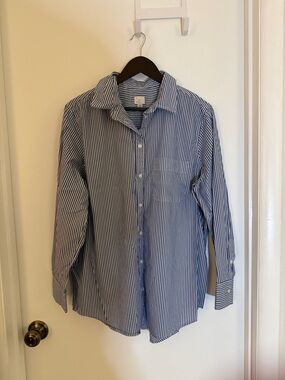 a new day Blue and White Vertical Stripe Button-Down Shirt